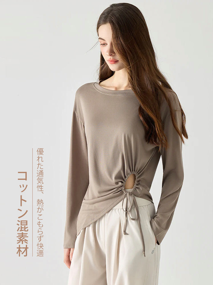 アシンメトリーデザインの2WAY長袖トップス