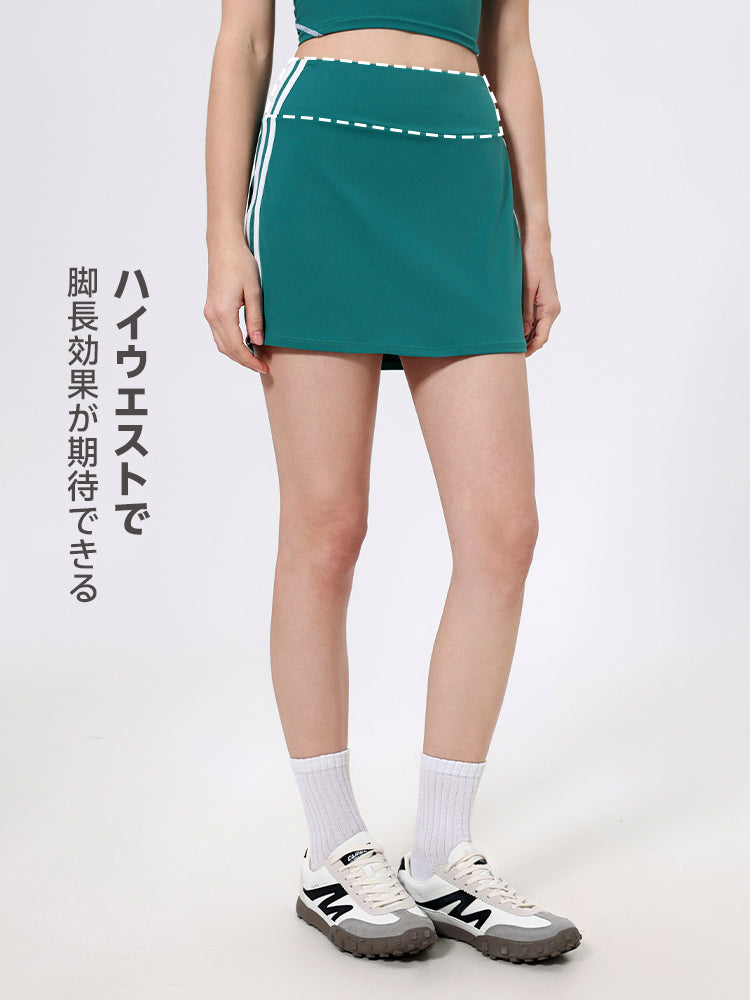 配色ライン入り ハイウエスト ショートスカート