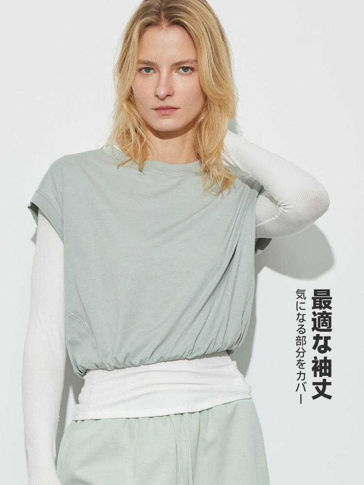 コットン100% クロップド丈 半袖Tシャツ