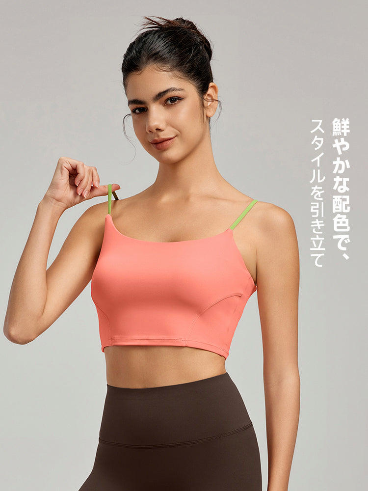 配色美背スポーツブラ パッド付き