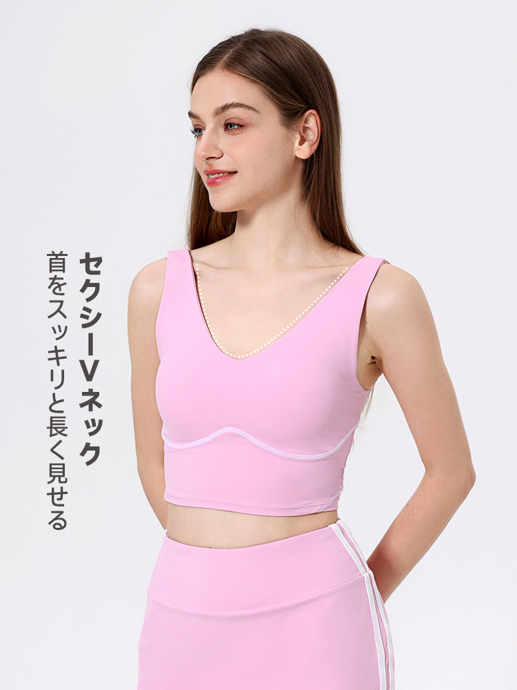 Vネックブラキャミソール 配色