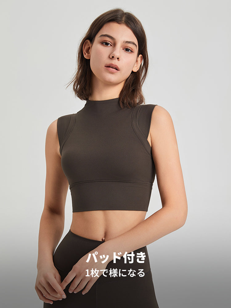 Y2K ハイネック クロップド タンクトップ