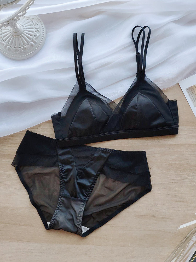 LIKEWILLOW 光沢感ワイヤレス 通気ブラ&ショーツ