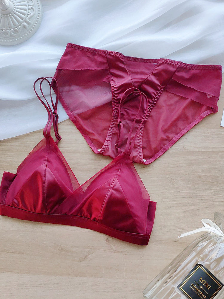 LIKEWILLOW 光沢感ワイヤレス 通気ブラ&ショーツ