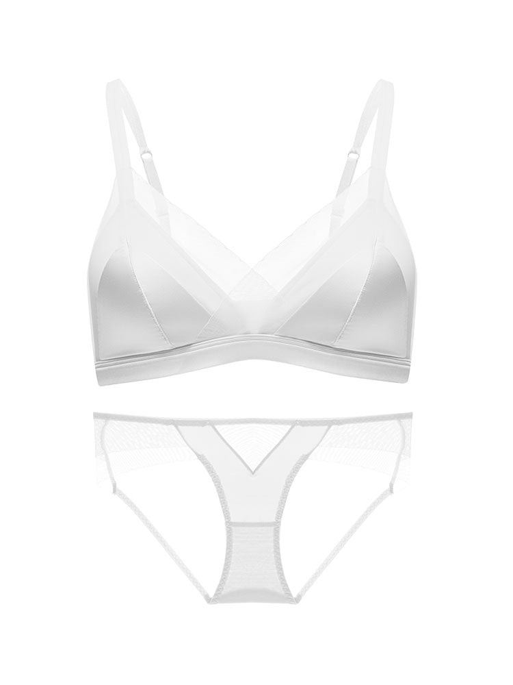 LIKEWILLOW 光沢感ワイヤレス 通気ブラ&ショーツ