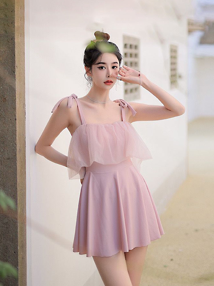 肩紐リボン仕様 お洋服っぽい水着