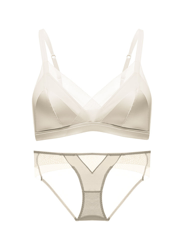 LIKEWILLOW 光沢感ワイヤレス 通気ブラ&ショーツ