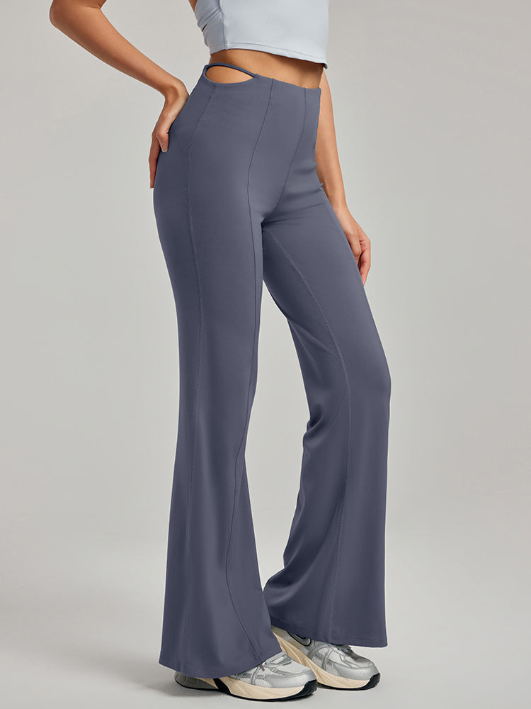 不規則カット ハイウェスト 接触冷感 フレアレギンス 日焼け止め