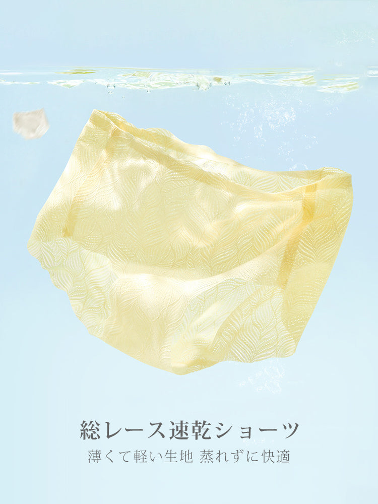 LIKEWILLOW レース花柄 蒸れにくい 無縫製ショーツ