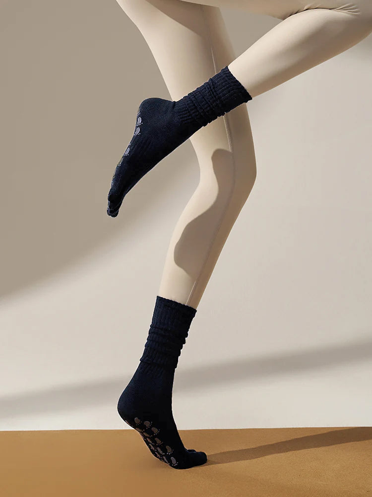 ミドル丈 5本指ヨガソックス 滑り止め付き