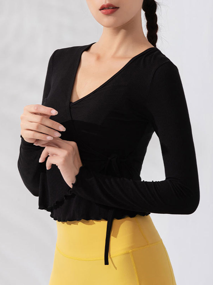 フリルカフス 速乾 羽織り ヨガトップ