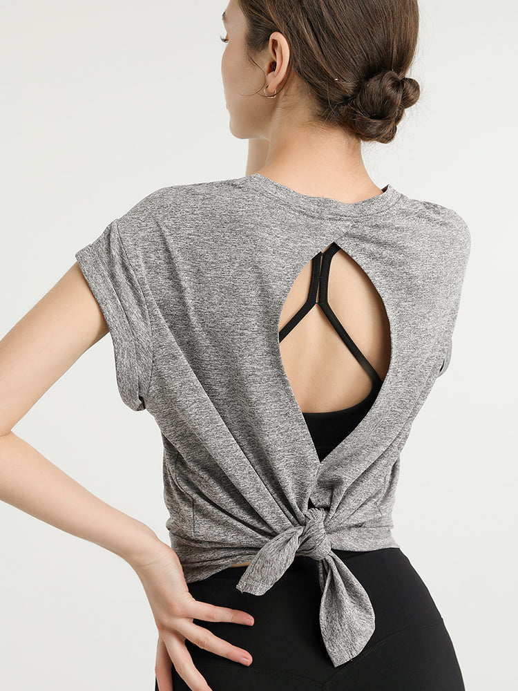 美背 2WAY オープンバック半袖Tシャツ