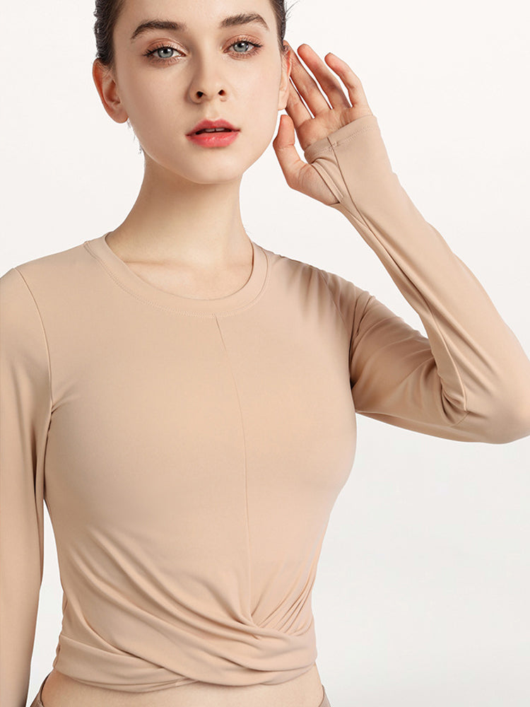 裾ねじり長袖シャツ