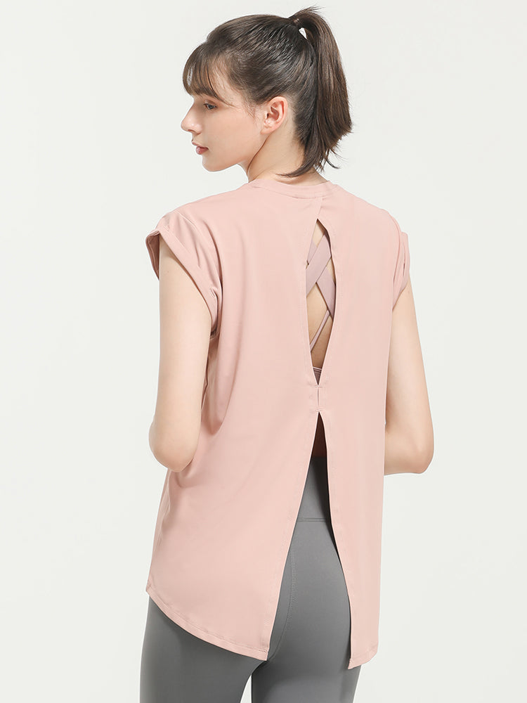 美背 2WAY オープンバック半袖Tシャツ