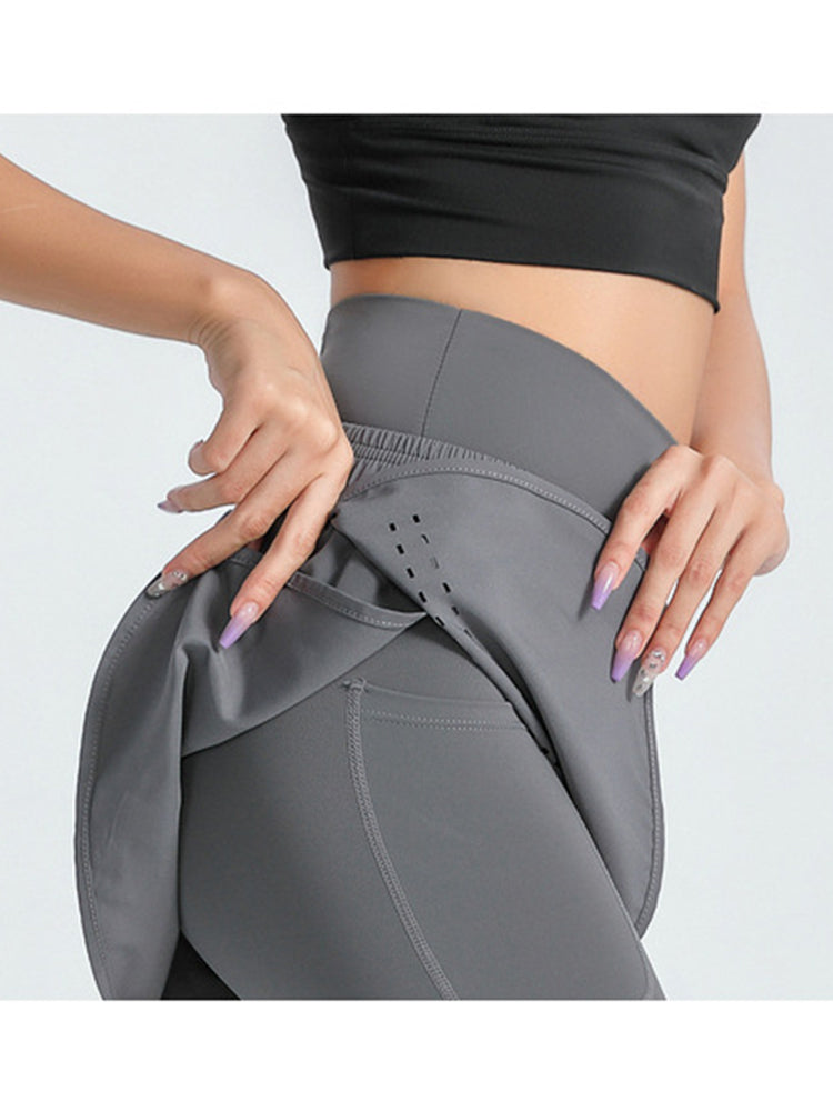 (S~5L)ショートパンツ付き ハイウェストレギンス 大きいサイズ