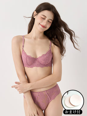 【ノンパテッド】軽い！柔らかい総レース下着セット