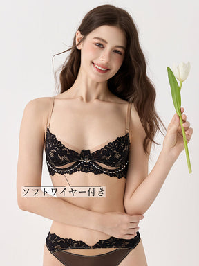 【ノンパテッド】軽い！レース＆メッシュ下着セット