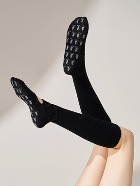 厚手 ハイソックス 滑り止める付き ピラティス靴下 レッグウォーマー付きソックス