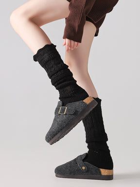 秋冬 ニット 透かし編みソックス