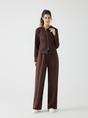 秋冬 ゆったり フード付き 斜めジップパーカ　