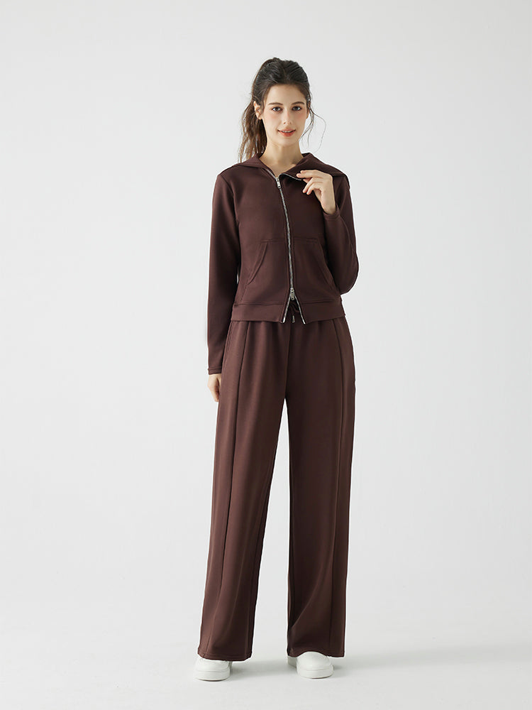 秋冬 ゆったり フード付き 斜めジップパーカ　