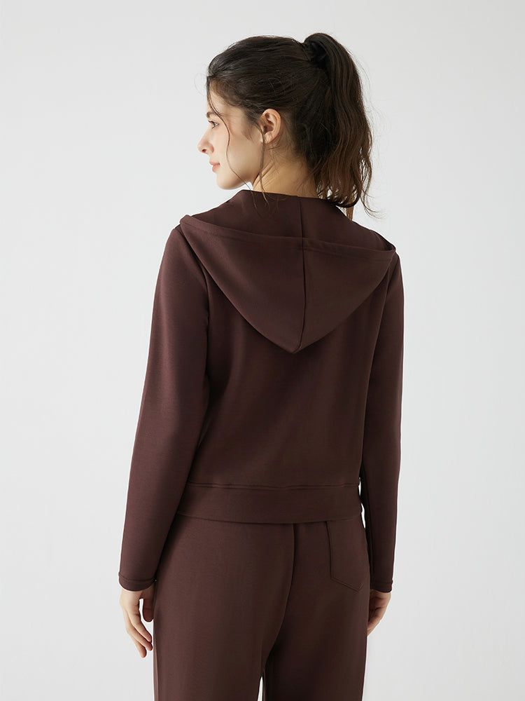 秋冬 ゆったり フード付き 斜めジップパーカ　