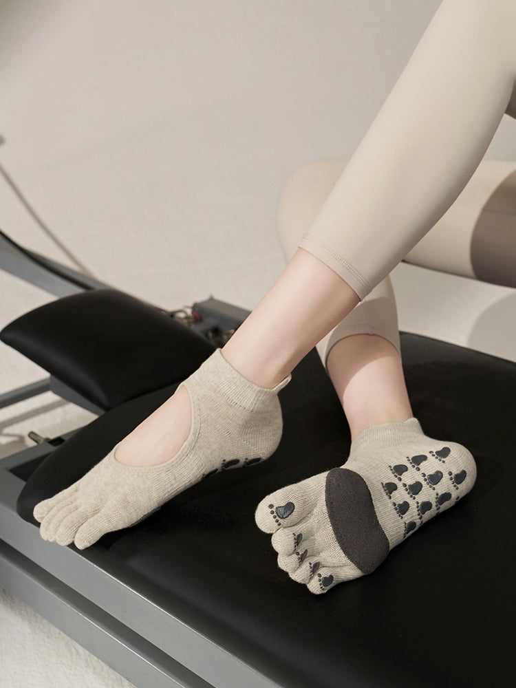 本革 滑り止める付き 甲あき 5本指ソックス