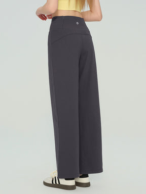 秋冬 裏起毛 ハイウエスト ワイドパンツ ポケット付き