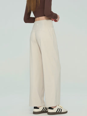 秋冬 裏起毛 ハイウエスト ワイドパンツ ポケット付き