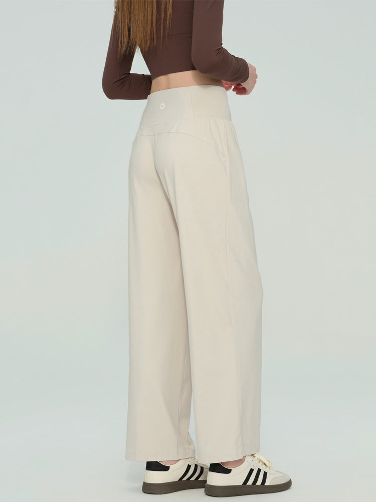 秋冬 裏起毛 ハイウエスト ワイドパンツ ポケット付き