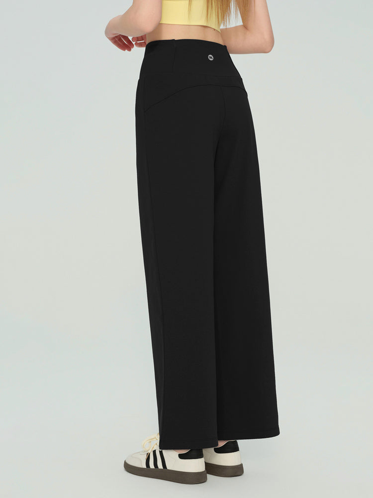 秋冬 裏起毛 ハイウエスト ワイドパンツ ポケット付き