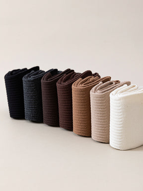 ベーシック 無地 リブ ミドル丈 5本指ソックス