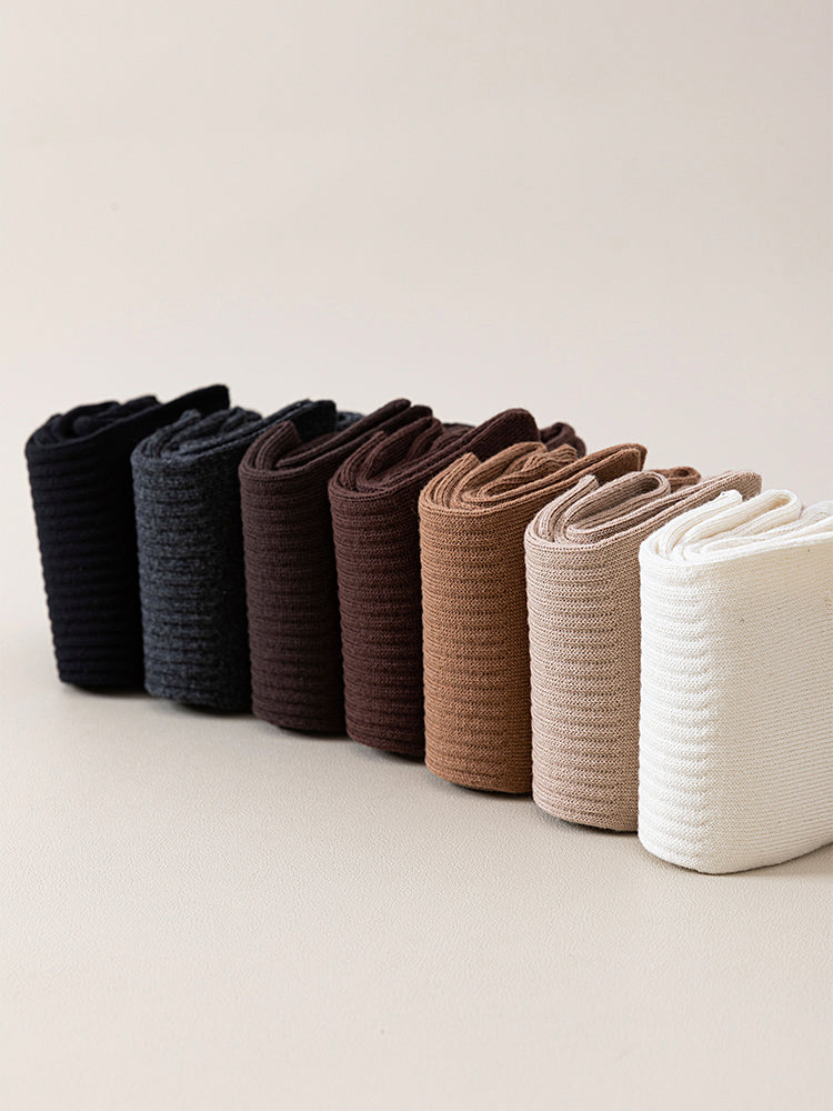 ベーシック 無地 リブ ミドル丈 5本指ソックス