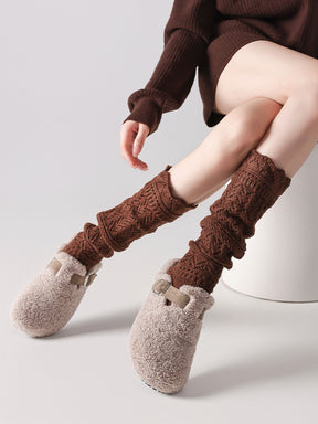 秋冬 ニット 透かし編みソックス