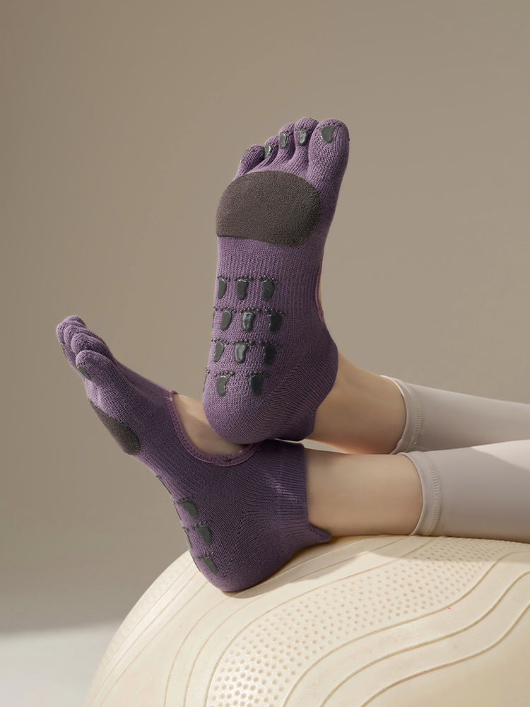 本革 滑り止める付き 甲あき 5本指ソックス