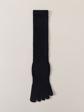 ベーシック 無地 リブ ミドル丈 5本指ソックス