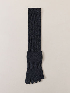 ベーシック 無地 リブ ミドル丈 5本指ソックス