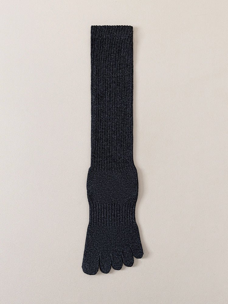 ベーシック 無地 リブ ミドル丈 5本指ソックス