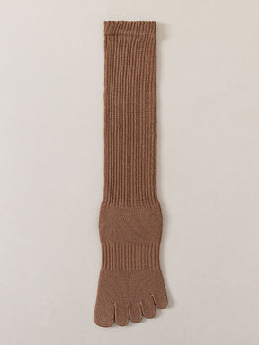 ベーシック 無地 リブ ミドル丈 5本指ソックス