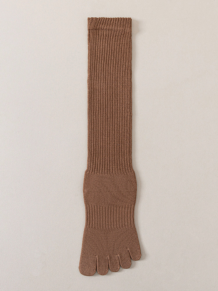 ベーシック 無地 リブ ミドル丈 5本指ソックス