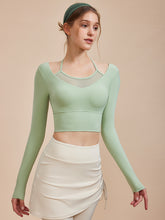 メッシュ切り替え フェイクレイヤード ブラトップ 長袖