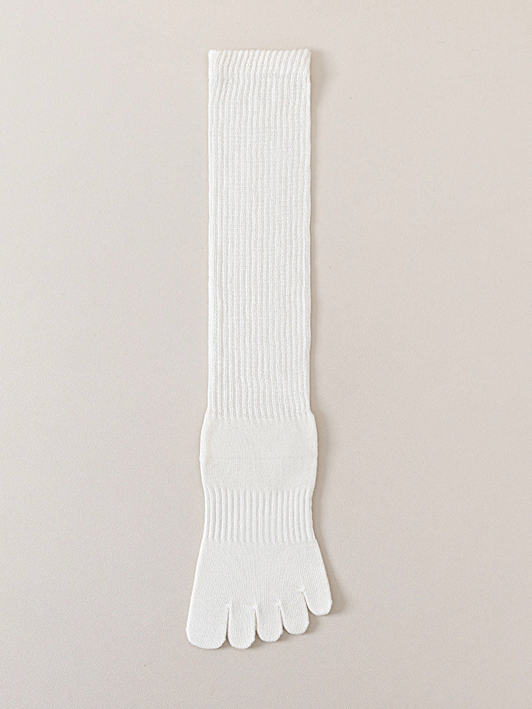 ベーシック 無地 リブ ミドル丈 5本指ソックス