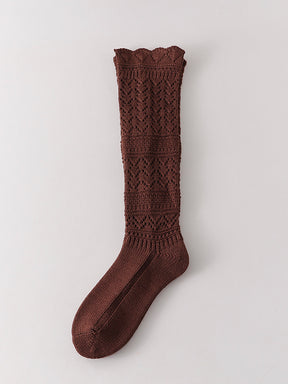 秋冬 ニット 透かし編みソックス