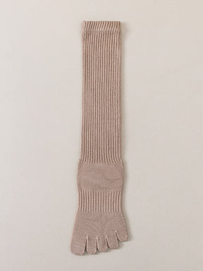 ベーシック 無地 リブ ミドル丈 5本指ソックス