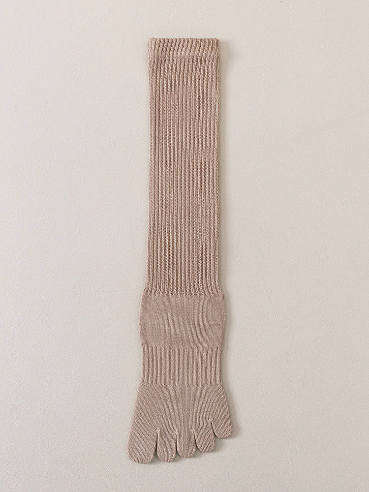 ベーシック 無地 リブ ミドル丈 5本指ソックス