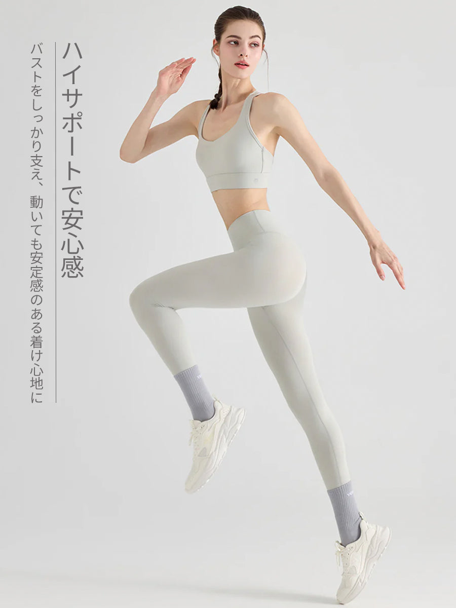 YoFlex™ クロスバック 脇すっきり 吸湿速乾 ハイサポート スポーツブラ