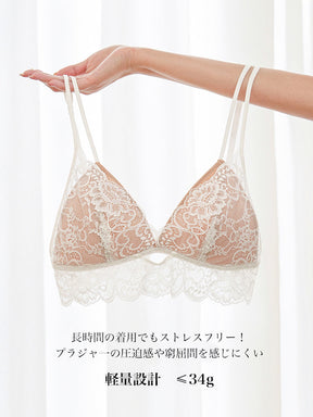 【ノンワイヤー】軽い着け心地！ダブルストラップ総レースブラ＆ショーツ