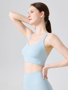 N66LYCRA®素材 クロスバック 脇すっきり 吸湿速乾 ハイサポート スポーツブラ