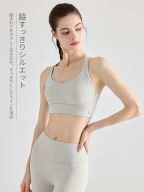 YoFlex™ クロスバック 脇すっきり 吸湿速乾 ハイサポート スポーツブラ