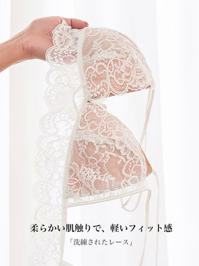 【ノンワイヤー】軽い着け心地！ダブルストラップ総レースブラ＆ショーツ